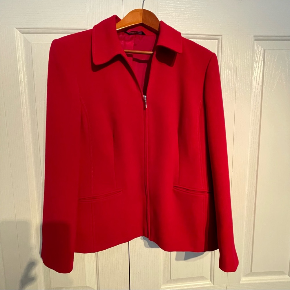 Vintage BHs/Marks and Spencer red zip  up jacket, UK 16, EU 44, polyester blend